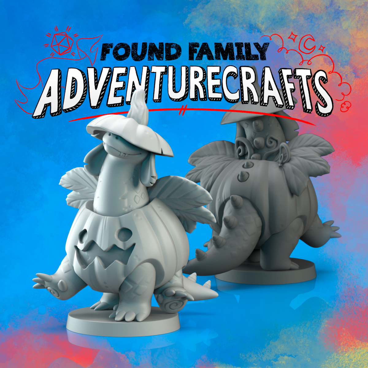 Drac-O-Lantern miniature grey render views by Found Family Adventurecrafts