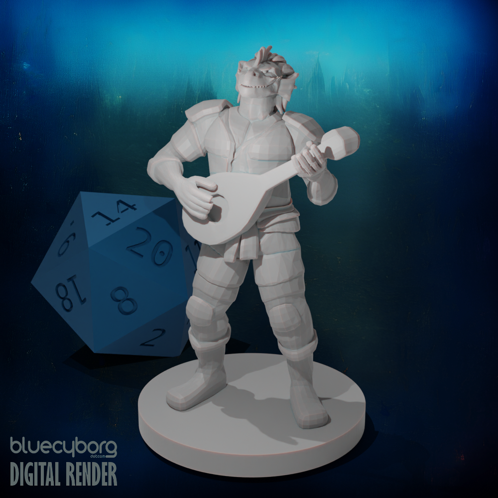 Dragonborn Male Bard 28mm Scale Miniature