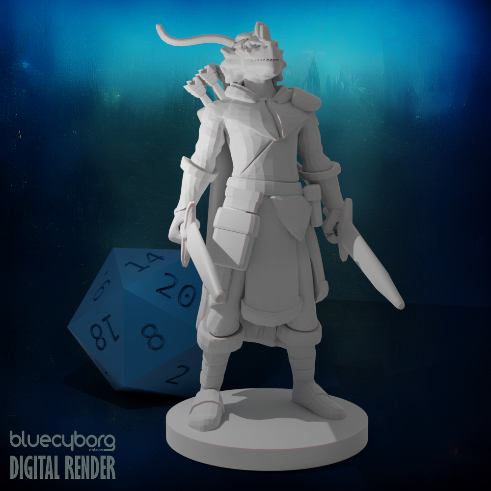 Dragonborn Two Sword Ranger 28mm Scale Miniature