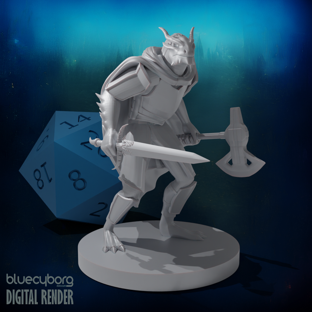 Dragonborn Two Weapon Fighter 28mm Scale Miniature