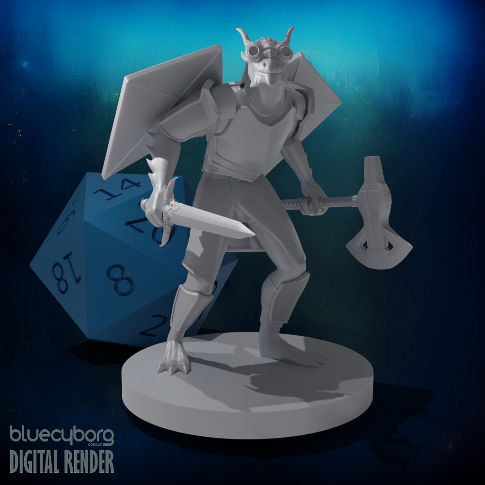 Dragonborn Two Weapon Fighter with Kite Wings 28mm Scale Miniature