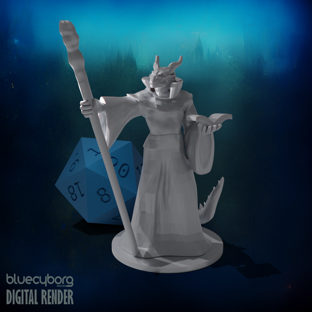 Dragonborn Wizard Male 28mm Scale Miniature