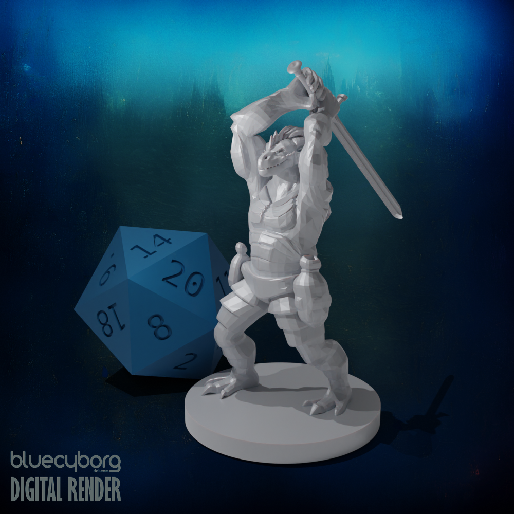 Dragonborn Barbarian with Sword 28mm Scale Miniature