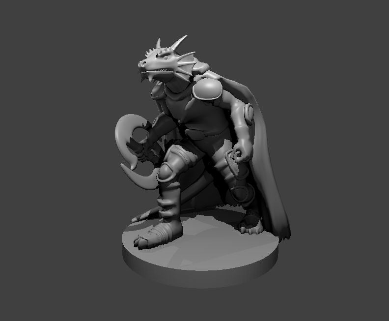 Dragonborn Chakram Fighter - 28mm Scale Miniature