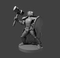 Dragonborn Fighter with Hammer and Shield - 28mm Scale Miniature