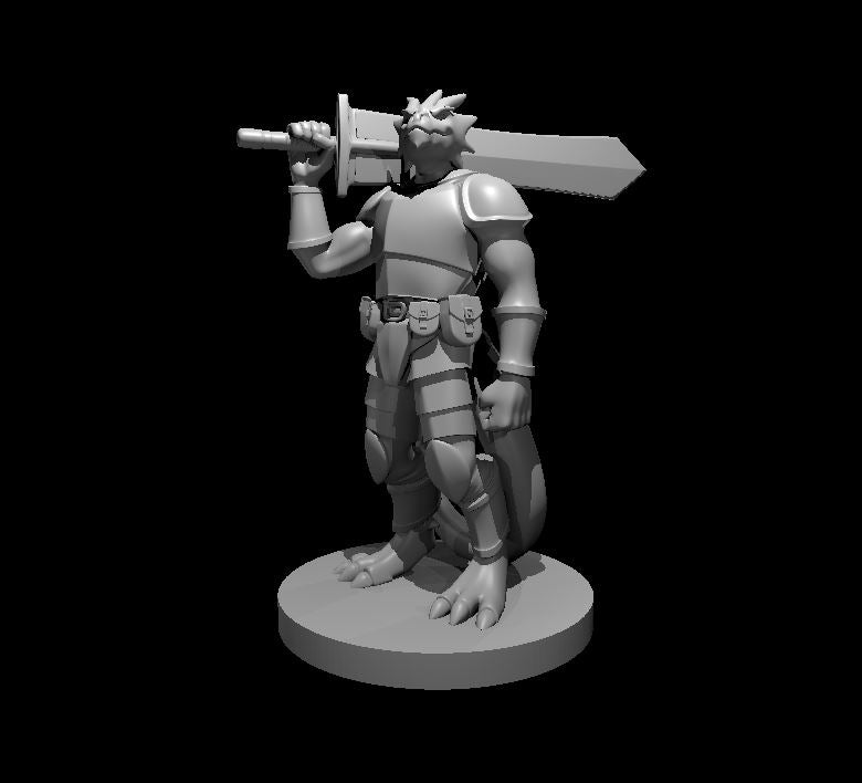 Dragonborn Great Weapon Fighter 4 - 28mm Scale Miniature