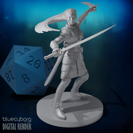 Drow Female Bladesinger with Scimitars 28mm Scale Miniature