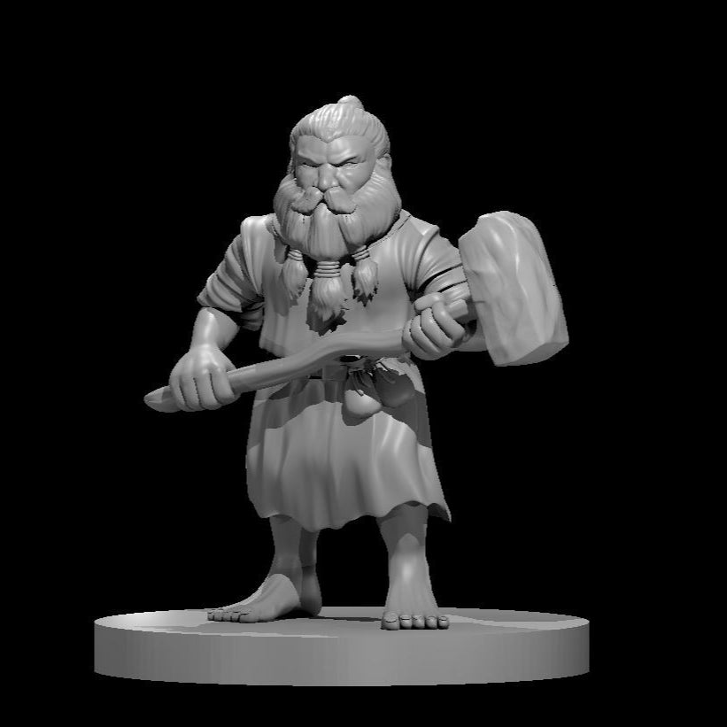 Dwarf Male Druid w/Warhammer 28mm Scale Miniature