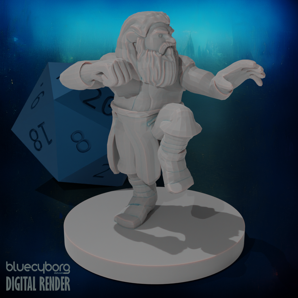 Dwarf Monk with Hair 28mm Scale Miniature