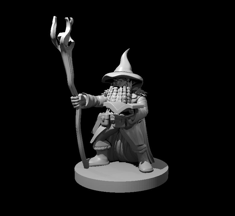 Wizard Mini Dwarf Wizard 3 28mm Scale Miniature for D&D, Shapeways, Pathfinder and ...