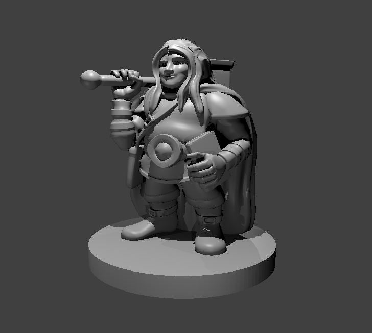 Dwarven Male Cleric No Beard - 28mm Scale Miniature