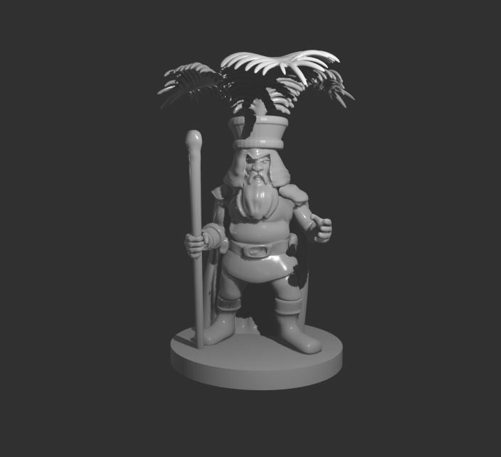 Dwarf Druid with Fern Hat - 28mm Scale Miniature