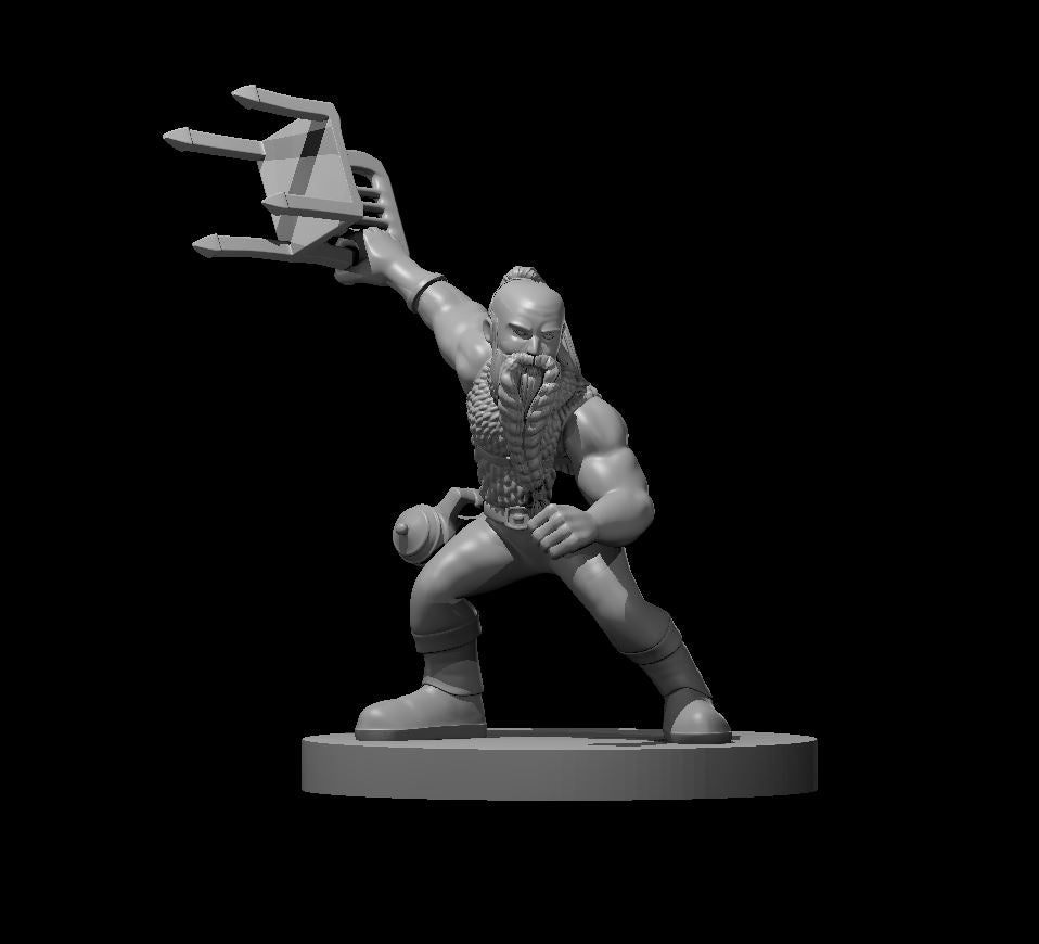 Dwarf Improvised Weapon Fighter - 28mm Scale Miniature