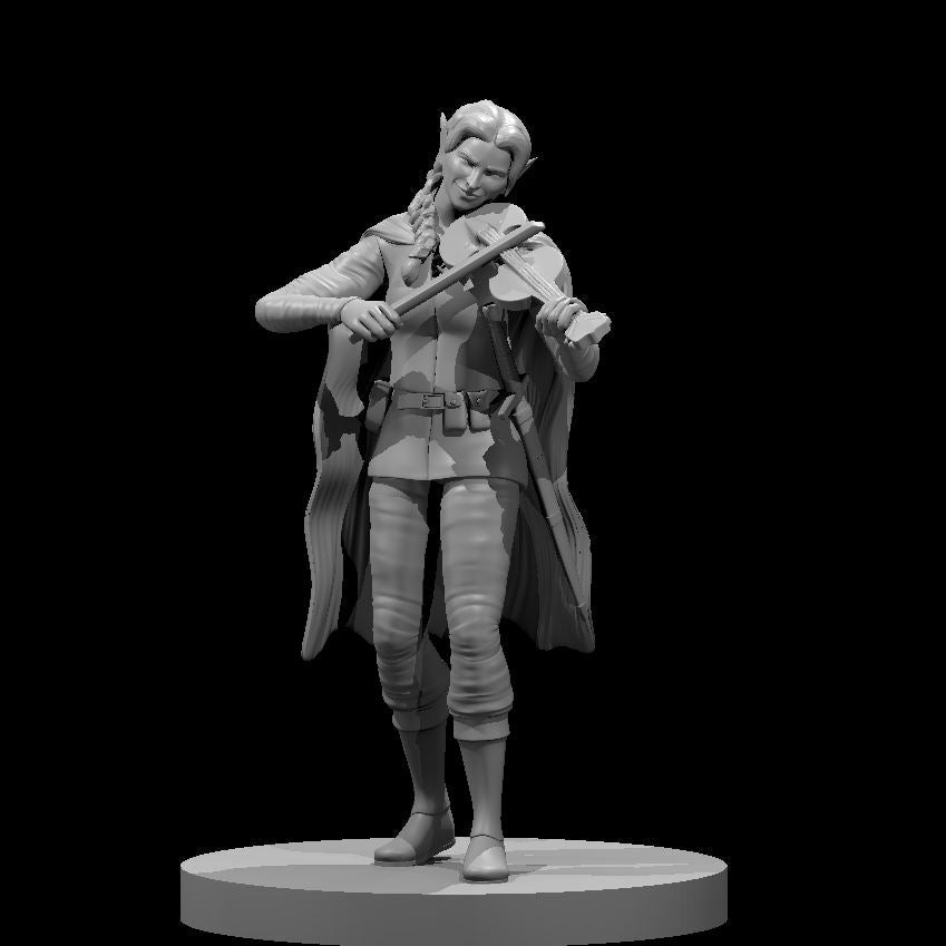 Elf Female Bard w/violin 28mm Scale Miniature