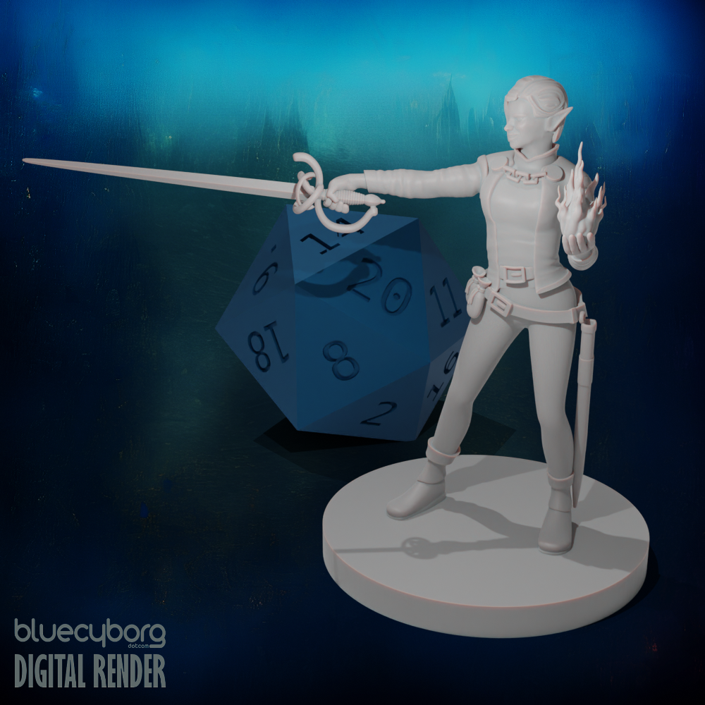 Elf Female Fey Hexblade Warlock 28mm Scale Miniature