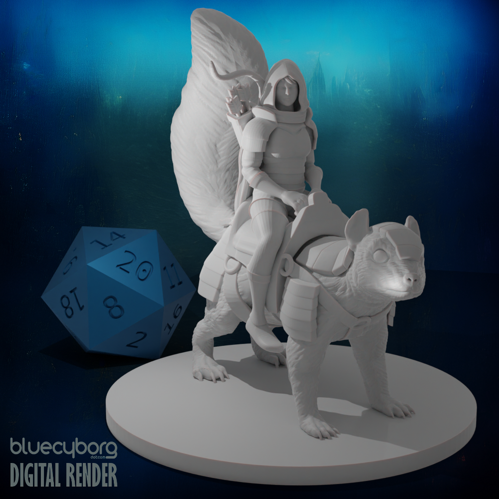 Elf Female Ranger with Dire Squirrel 28mm Scale Miniature