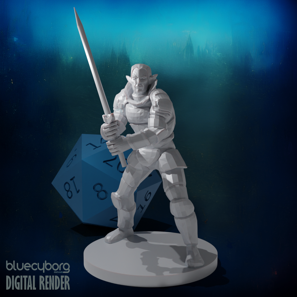Elf Great Weapon Fighter 28mm Scale Miniature