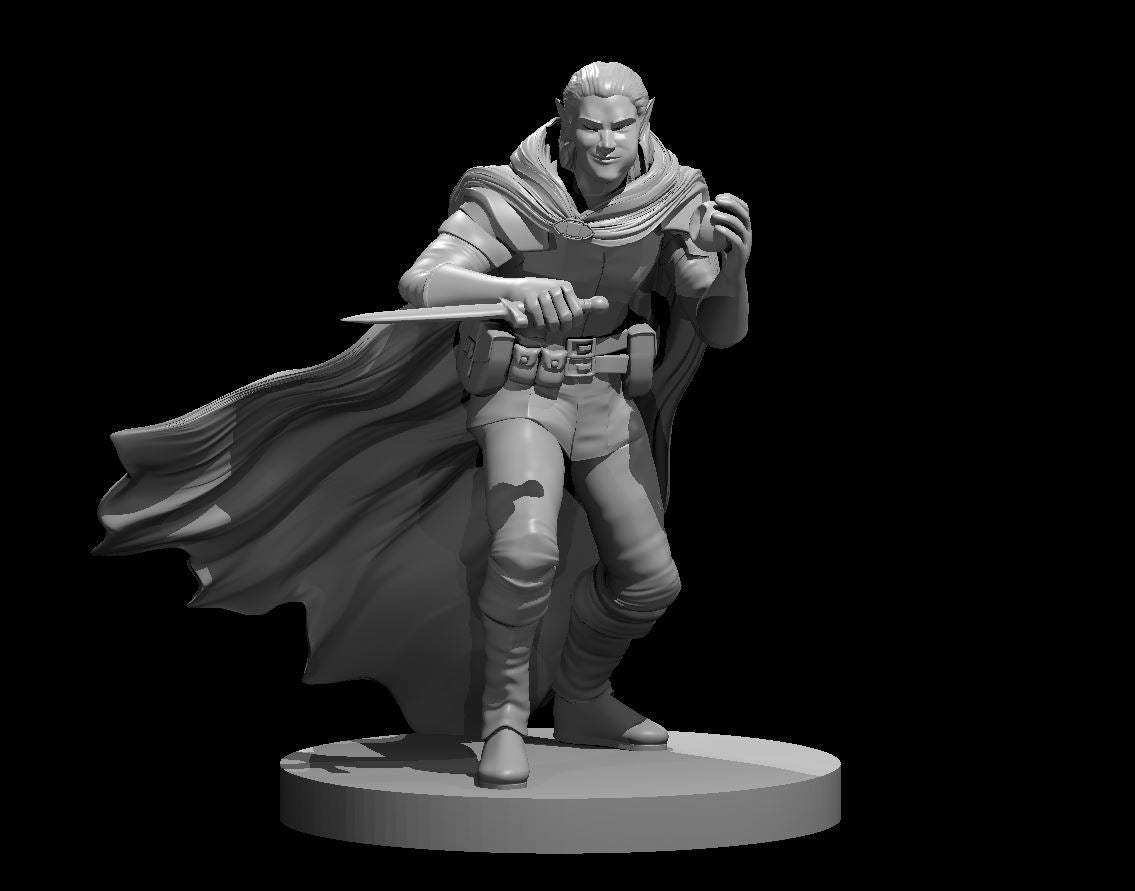 Elf Male Rogue 1 Snacking 28mm Scale Miniature