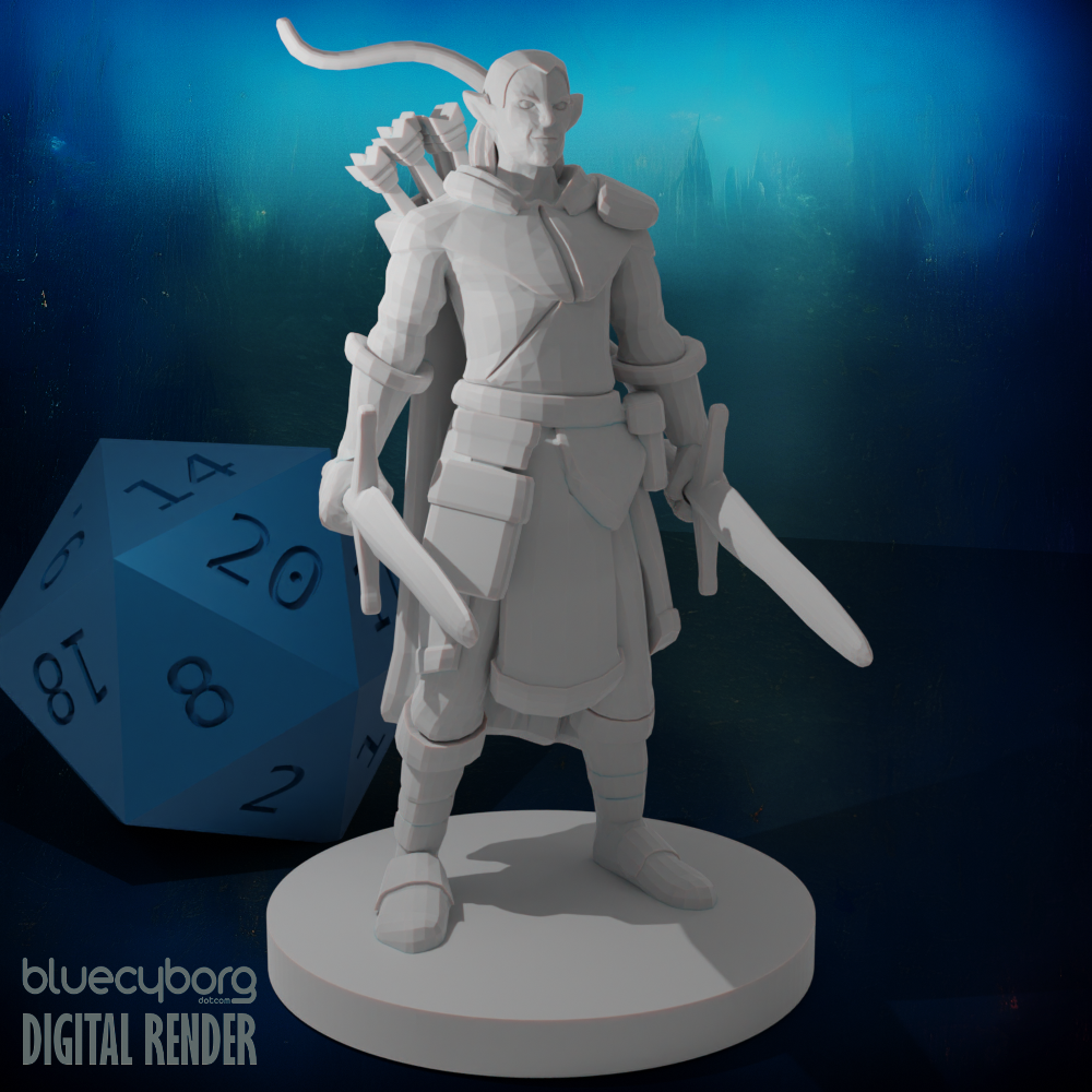 Elf Male Two Sword Ranger 28mm Scale Miniature