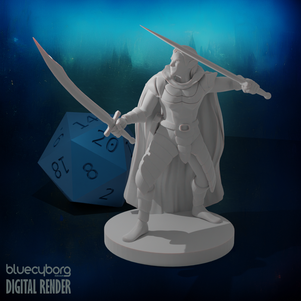 Elf Male Two Sword Ranger 3 28mm Scale Miniature