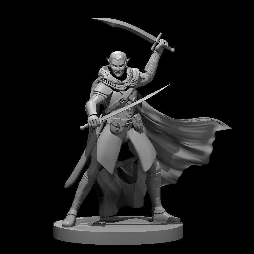 Elf Male Two Sword Ranger 4 28mm Scale Miniature