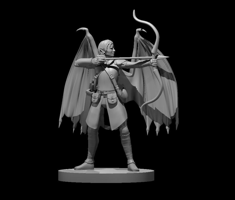 Elf Female Draconic Winged Ranger - 28mm Scale Miniature