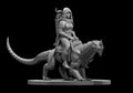 Elf Female Drake Warden Ranger with Drake Mount & Leather Armor - 28mm Scale Miniature