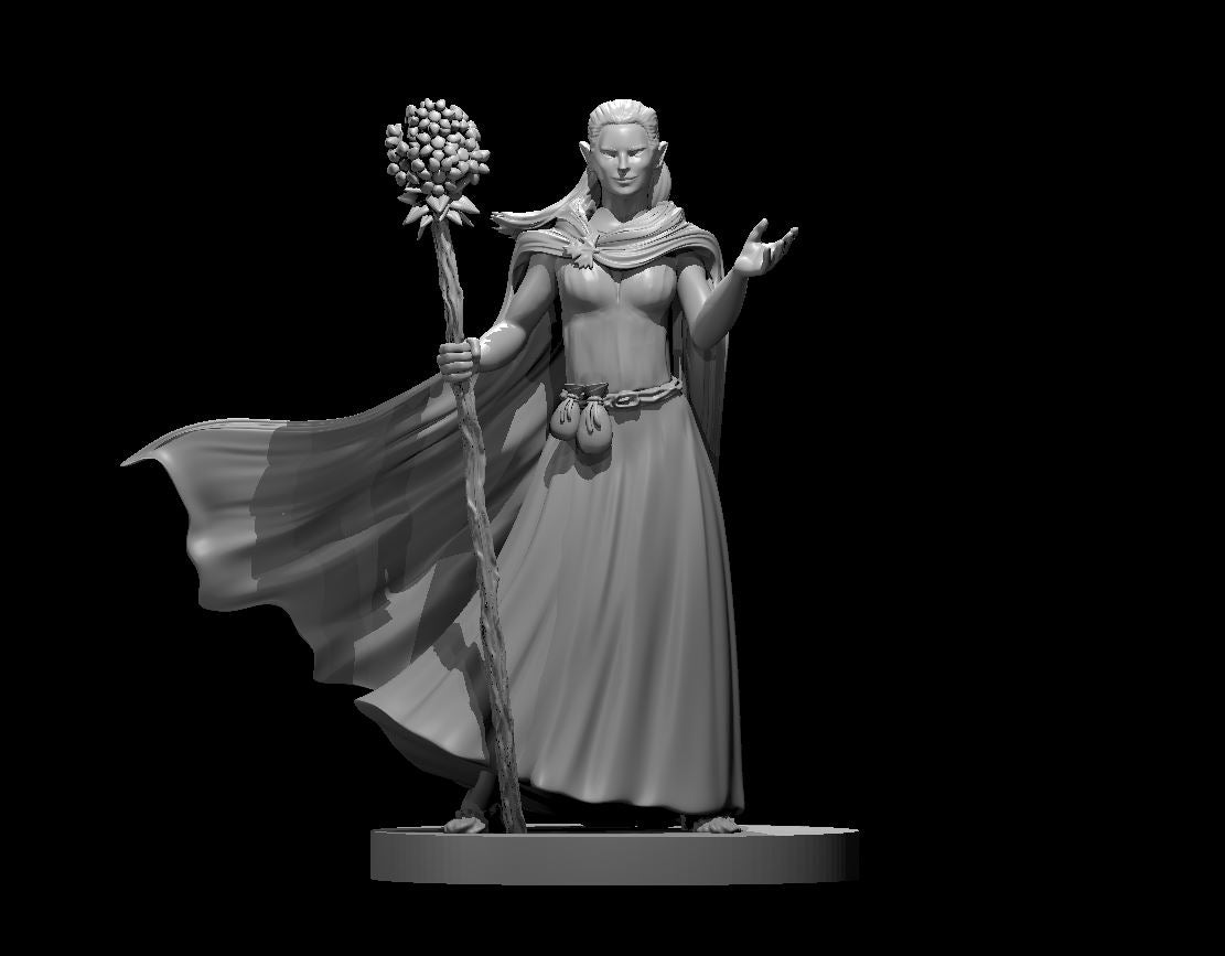 Female Elf Druid 4 - 28mm Scale Miniature