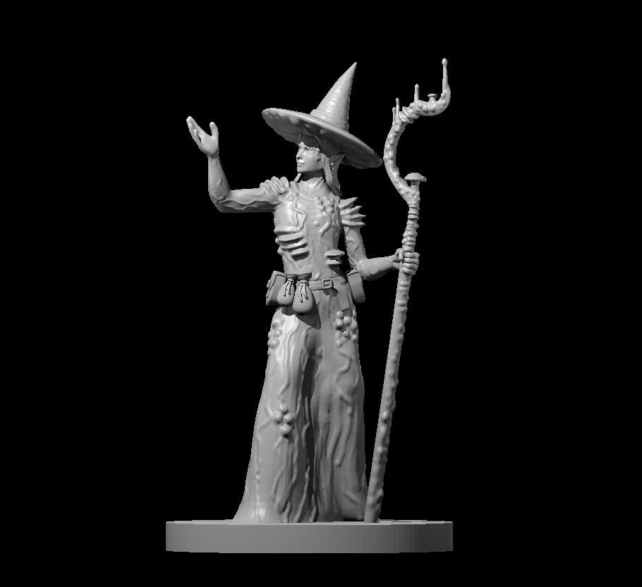 Female Elf Druid Spore Circle 2 - 28mm Scale Miniature