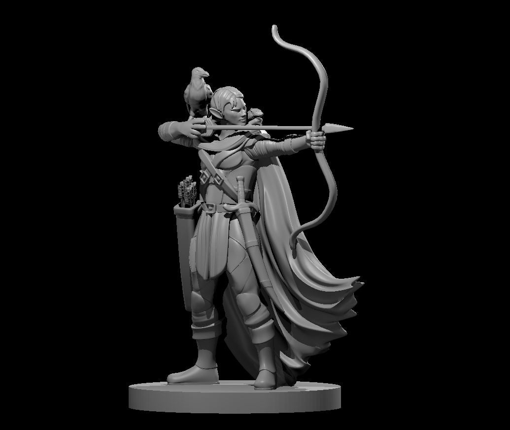 Elf Female Ranger Beastmaster - 28mm Scale Miniature