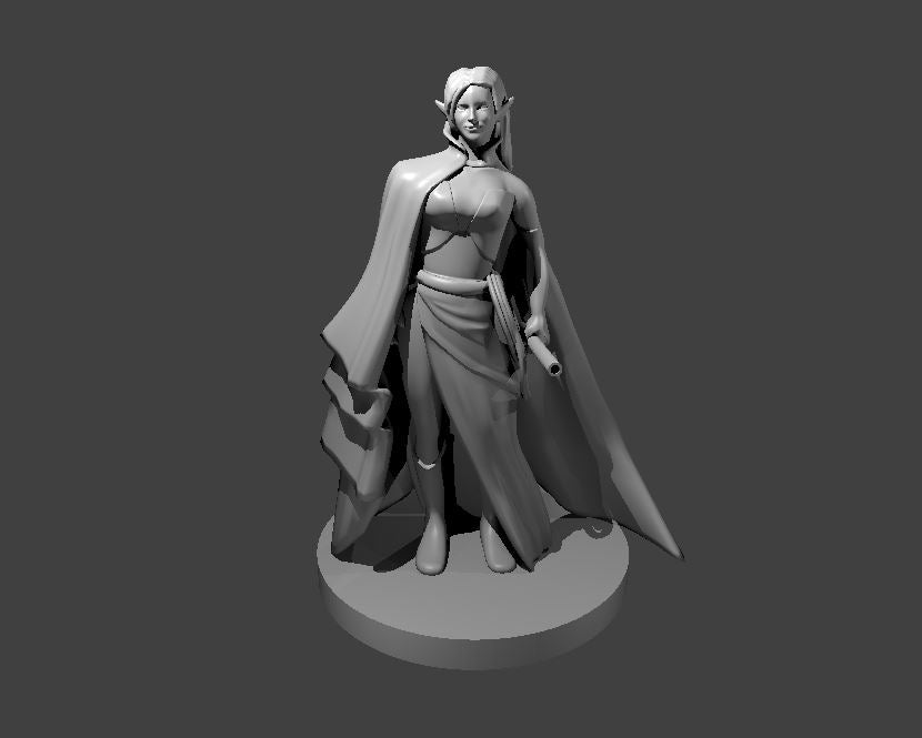 Elf Female Ranger Exotic with Blowgun - 28mm Scale Miniature