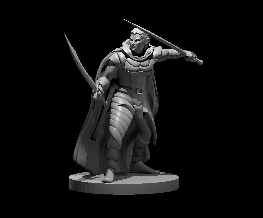 Elf Male Two Sword Ranger 3 - 28mm Scale Miniature