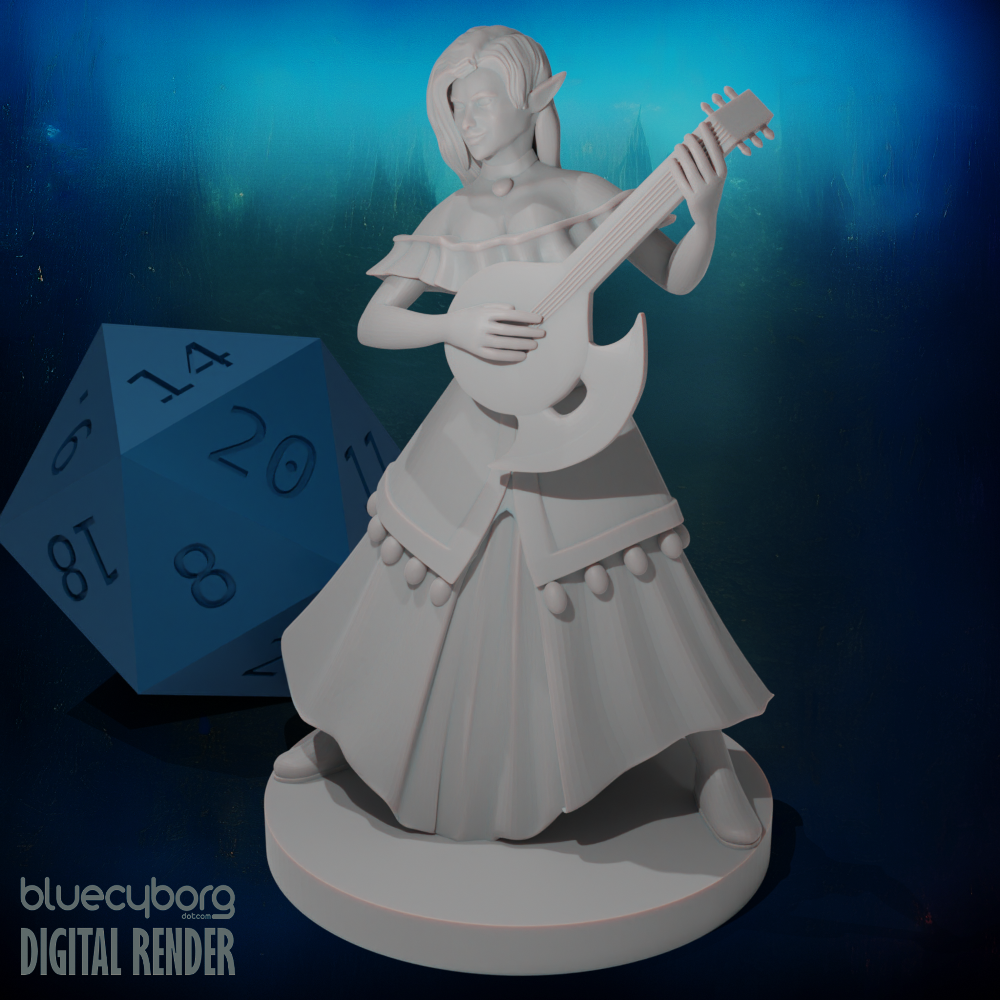 Elven Female Bard 2 28mm Scale Miniature