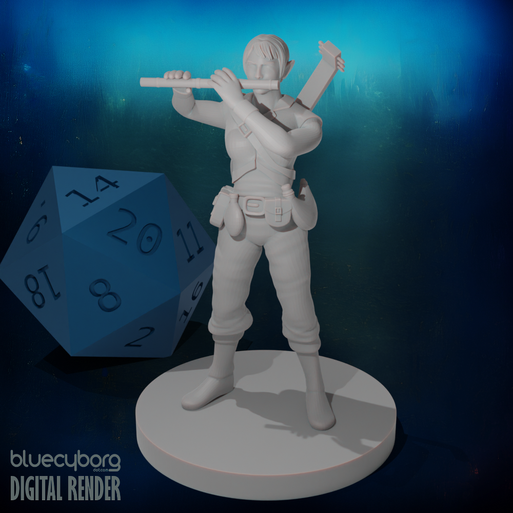 Elven Female Bard with Flute 28mm Scale Miniature