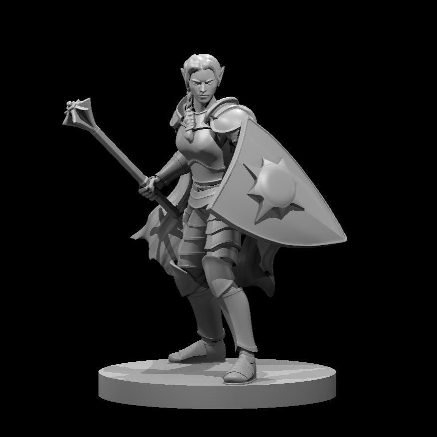Elven Female Light Cleric w/Mace 28mm Scale Miniature