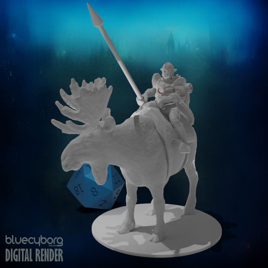 Elven Moose Rider 28mm Scale Miniature