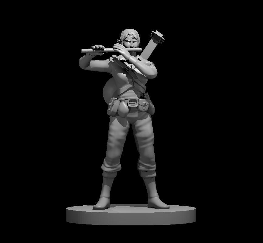 Elven Female Bard with Flute - 28mm Scale Miniature