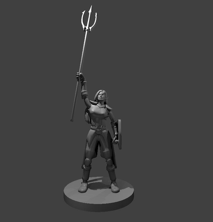 Female Elven Cleric of Tempest - 28mm Scale Miniature