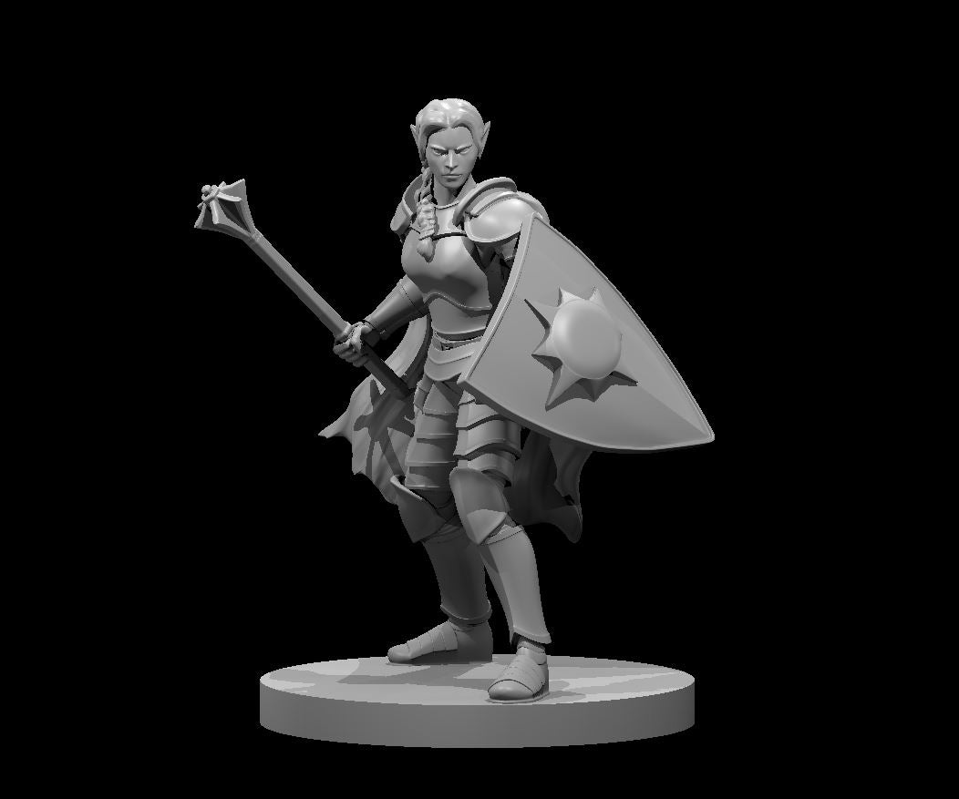 Elven Female Light Cleric w/Mace - 28mm Scale Miniature