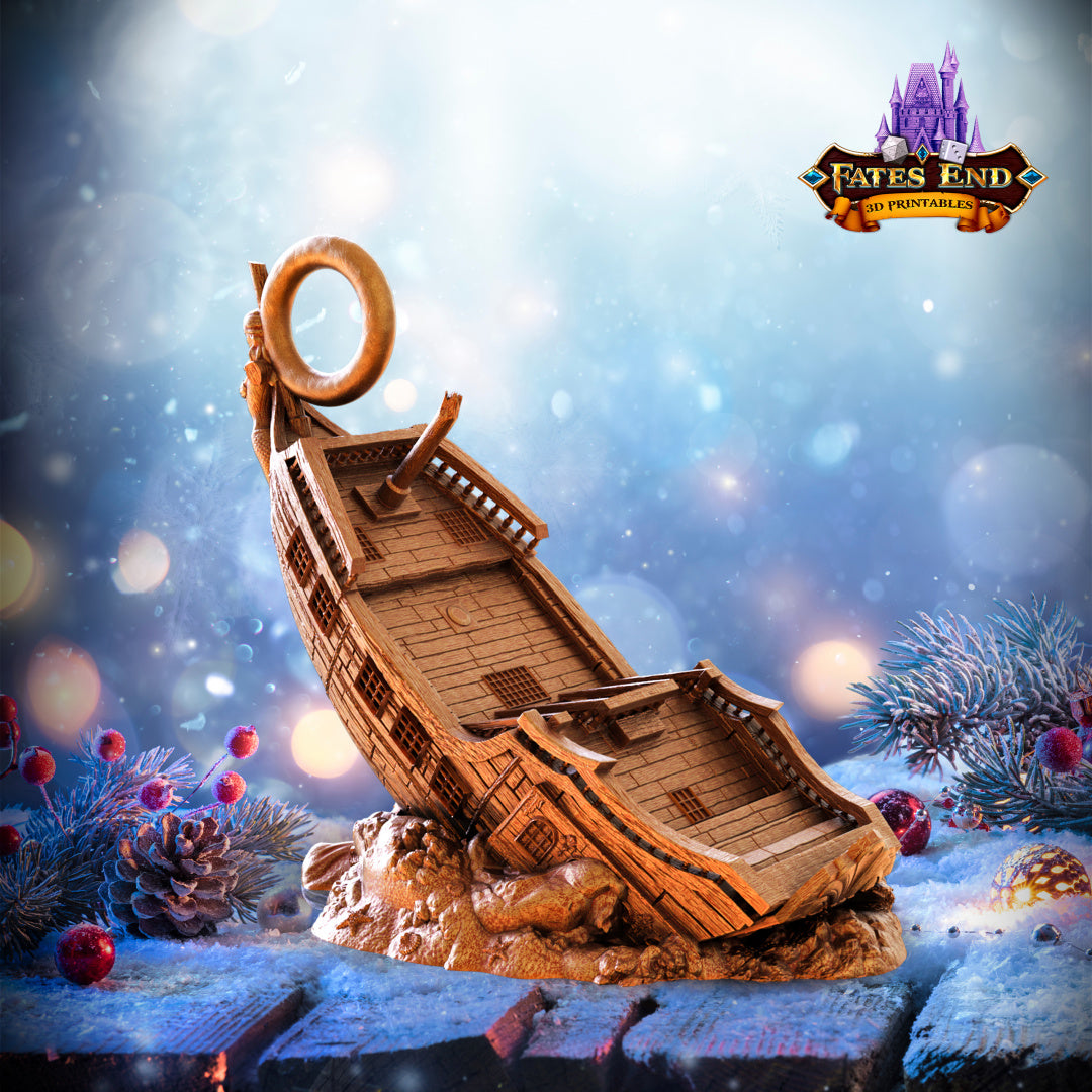 Sunken Pirate Ship Christmas Tree Ornament