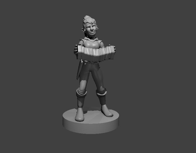 Gnome Female Bard Accordian - 28mm Scale Miniature