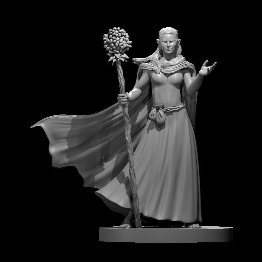 Female Elf Druid 4 28mm Scale Miniature