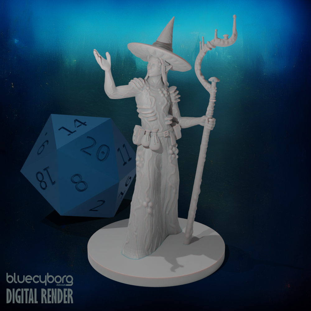 Female Elf Druid Spore Circle 2 28mm Scale Miniature