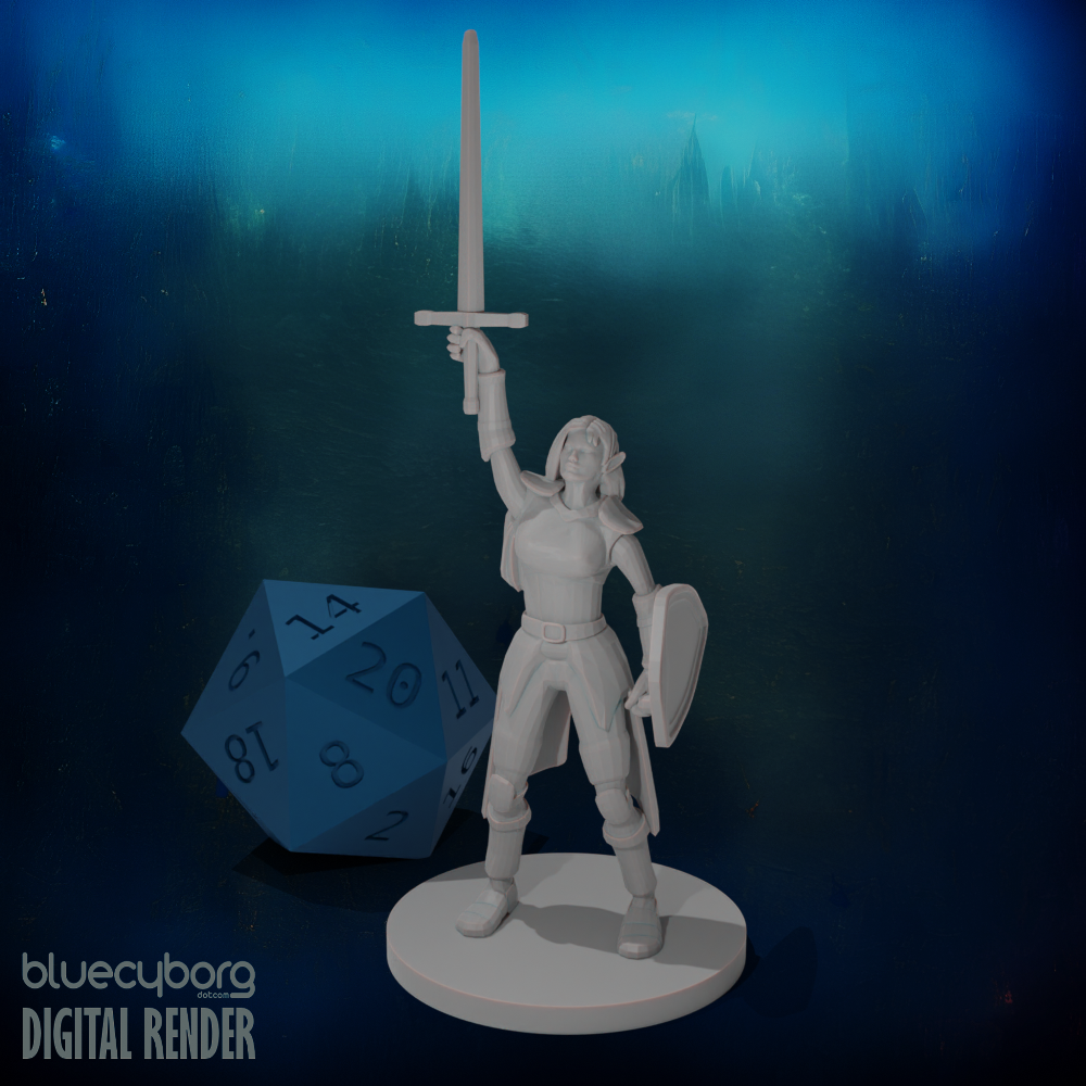 Female Elf Paladin Cleric with Sword 28mm Scale Miniature