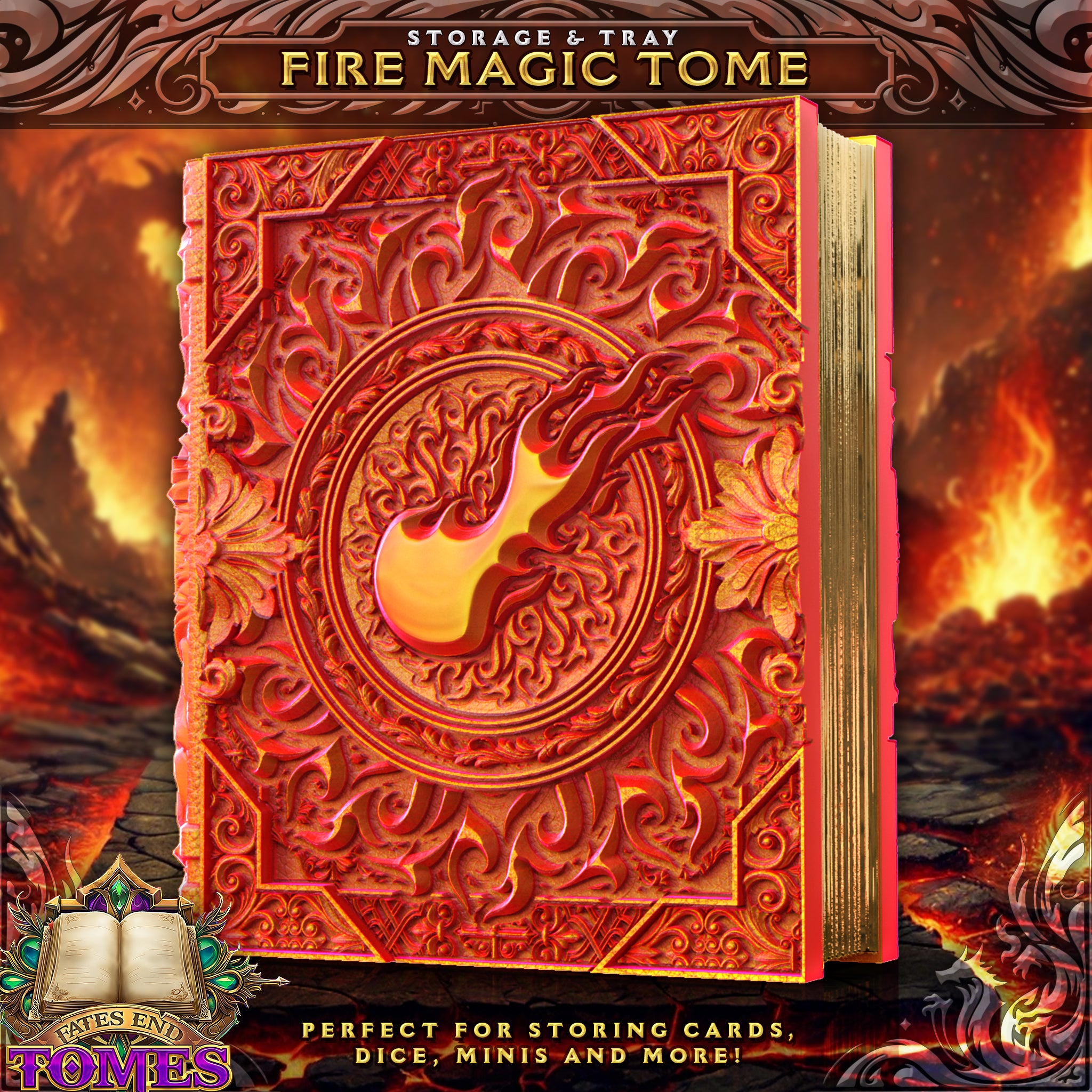 Fire Magic Tome - Storage / Roll Tray / Dice Tower