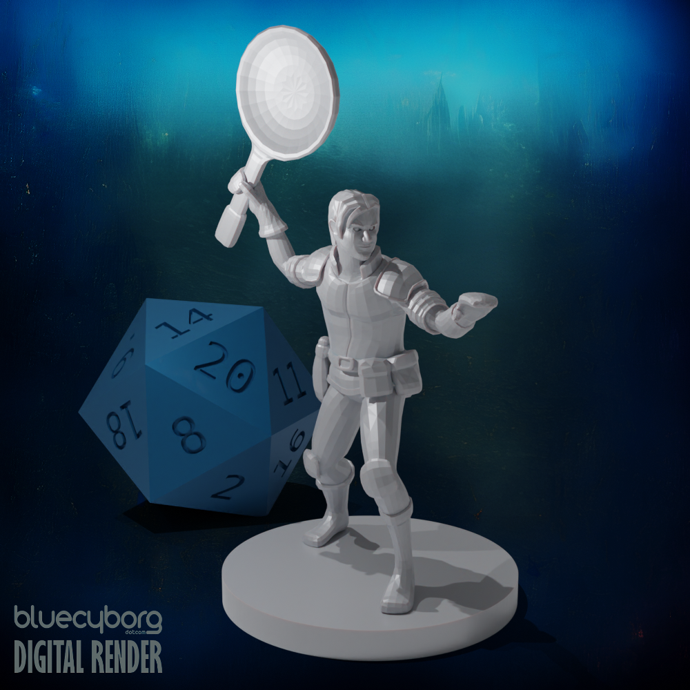 Frying Pan Fighter Dude 28mm Scale Miniature