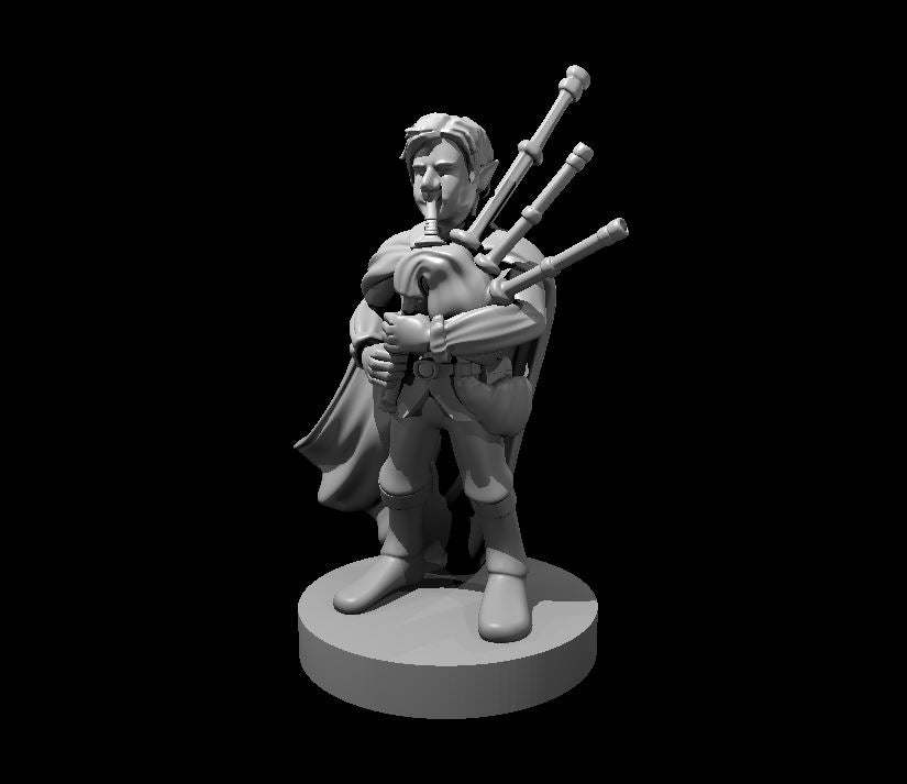 Gnome Male Bard with Bagpipes - 28mm Scale Miniature