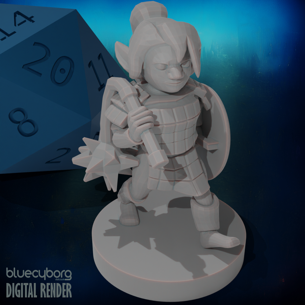 Gnome Female Paladin with Flail 28mm Scale Miniature