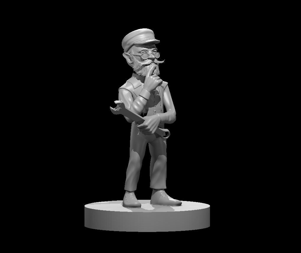 Gnome Male Artificer Old and Pondering 28mm Scale Miniature