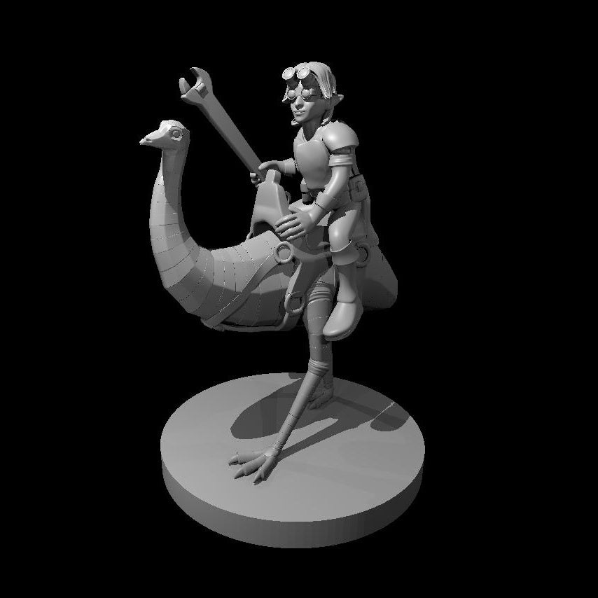 Gnome Artificer with Emu Iron Defender - 28mm Scale Miniature